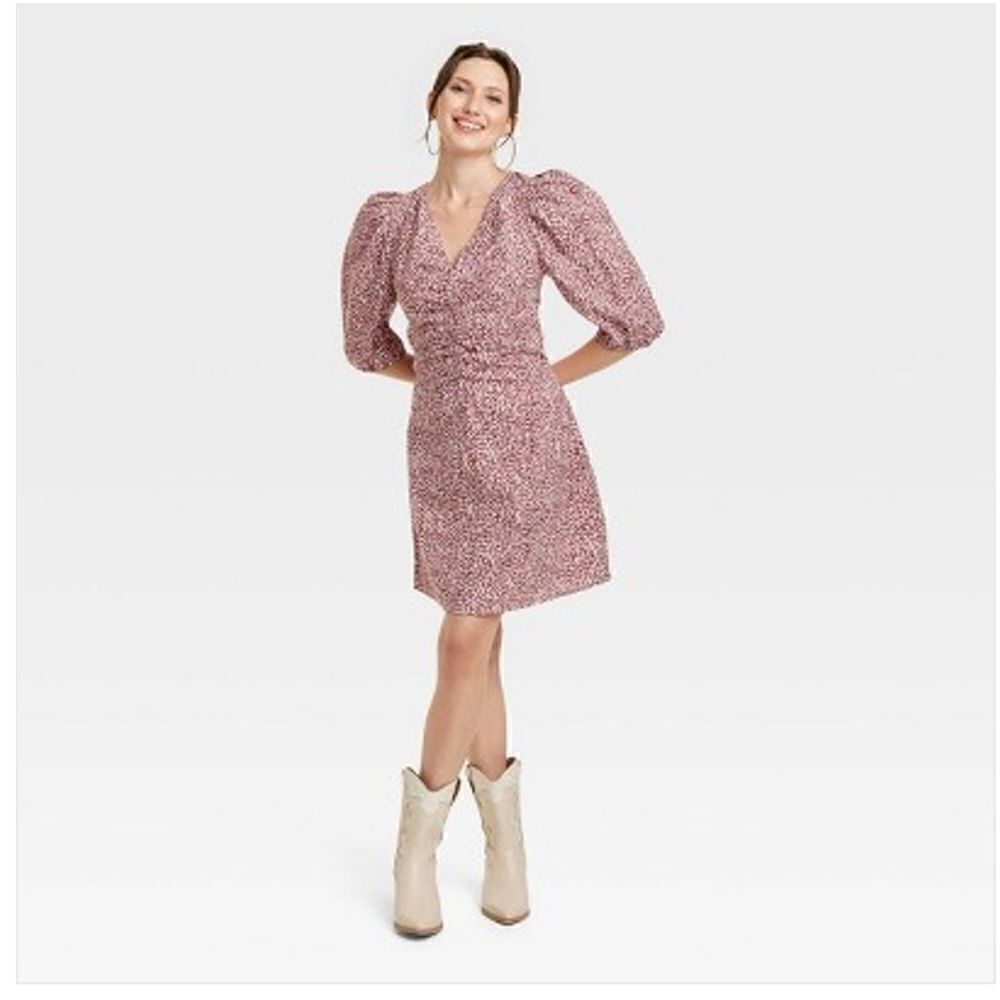 UNIVERSAL THREAD Elbow Puff Sleeve Ruched Mini Dress *NEW*